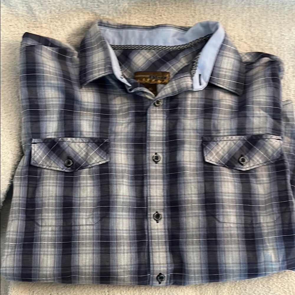 Mens Pronto Uomo Blue XL Blue and White Casual Button Down Shirt